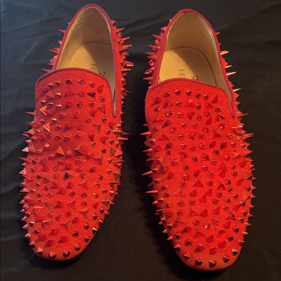 FERUCCI Men Red Velvet Slippers Loafers - Picture 1 of 4
